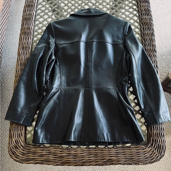 Vintage Nine West Black Leather Jacket M Petite - Picture 2 of 11